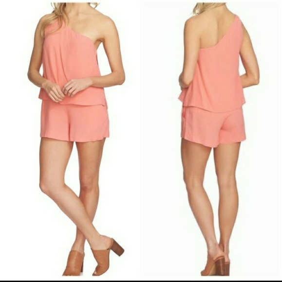 1. State Pants - 1. State Women's Havana Coral Romper One Shoulder Size 4